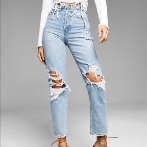 And Now This Blue Women Destructed  Straight Leg Jean